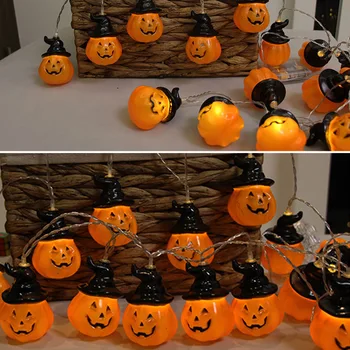 Гирлянды на Хэллоуин, 3D водонепроницаемые оранжевые тыквенные фонари для внутреннего и наружного декора