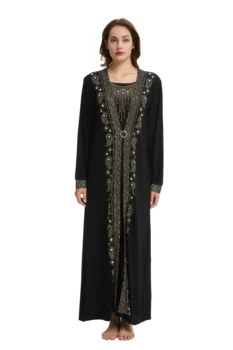 Женское мусульманское платье Черный кафтан Исламская Абая Джилбаб арабский халат с длинным рукавом