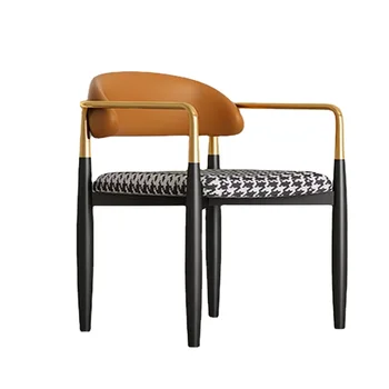 Скандинавский обеденный стул семейный простой железный стул с искусственным рогом, имитирующий спинку из массива дерева, табурет для молочного чая, тематический столик в ресторане