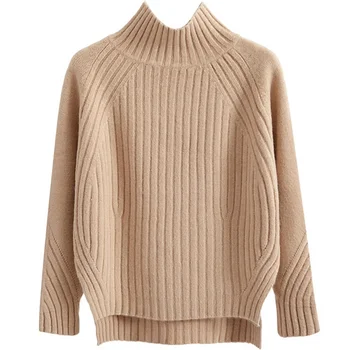 Осенне-зимний кашемировый свитер с высоким воротом, женский новый стиль, томный бриз, свободный толстый пуловер, шерстяной свитер на подкладке