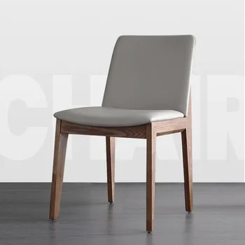 Полностью деревянные бытовые минималистичные современные обеденные стулья из белого вощеного дерева
