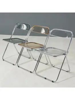 Прозрачный стул, Простая Пластиковая Хрустальная спинка, Сетка, Красный стул, стул для макияжа, Акриловые вставки, Скандинавский Складной обеденный стул
