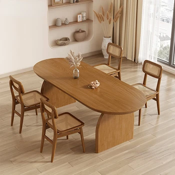 Малогабаритный обеденный стол из массива дерева для домашнего использования, сочетание японской гостиной и стула