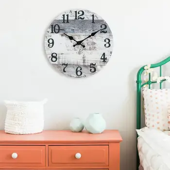 Современные настенные часы с крупными цифрами в винтажном стиле, 10 дюймов, легко читаемые Деревянные декоративные часы, товары для дома и офиса