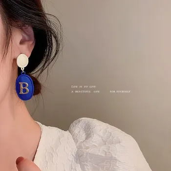 Новые Модные Серьги Klein Blue для Женщин, Корейские Эстетические Дугообразные Геометрические Висячие Серьги Brincos, Ювелирные Подарки