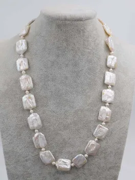 пресноводный жемчуг, белый возрожденный кеши, продолговатое ожерелье, круглые 21 