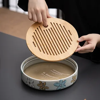Подглазурная Японская Вишня В Цвету Бамбуковый Чайный Столик Ледяной Серый Керамический Чайный Поднос Manhua Чайный Сервиз Кунг-Фу Сервизный Поднос