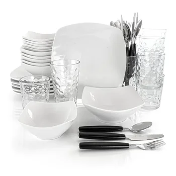Все, что вам нужно, комбинированный набор керамической посуды из 48 предметов белого цвета для здоровья и безопасности