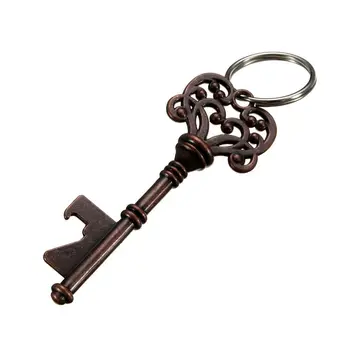 Антикварный ключ в форме открывалки для бутылок вина и пива, барный инструмент, Свадебный подарок для вечеринки, брелок для ключей, Цвет: бронза