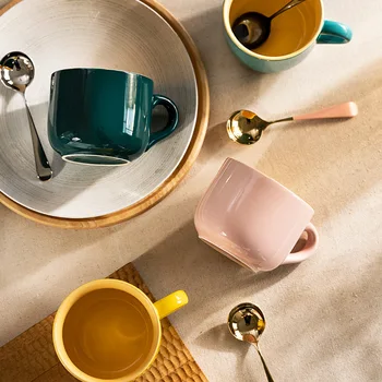 Кружка большой емкости, чашка для молока, симпатичная Простая кофейная чашка для завтрака для пар, креативная керамическая чашка для дома