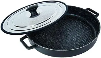 Сковорода-гриль для плиты с антипригарным покрытием, крышка для отвода пара, антипригарная посуда, 12 дюймов, черный,