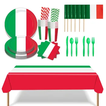 Итальянские Украшения для званого ужина Итальянский Флаг Прямоугольная Скатерть Итальянская Посуда Итальянский Набор обеденных Тарелок