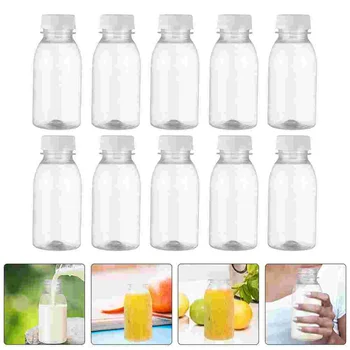 10 шт., мини-пластиковые контейнеры для молочных бутылок, прозрачные бутылки для наружного применения, сок, вода, питье Для домашних животных, Портативные Детские Многоразовые