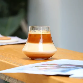 Прозрачная стеклянная чашка для виски 340 мл 11 унций Стакан для кофе со льдом Wind Edge Бокал для спиртных напитков с толстым дном 1 шт.