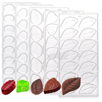5 Дизайнов В форме листьев Твердая Пластиковая Форма для шоколада Производитель конфет Формы для кубиков льда Сахарное Формование Гаджеты для выпечки своими руками