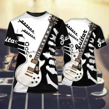 Summer Tide Модные Мужские футболки с изображением гитары, повседневные футболки с 3D принтом, топы в стиле хип-хоп с круглым вырезом и коротким рукавом