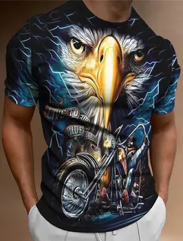 Винтажная мужская футболка с изображением мотоцикла Eagle, одежда с круглым вырезом, 3D-принт, короткий рукав, уличный мотор, модный дизайнер