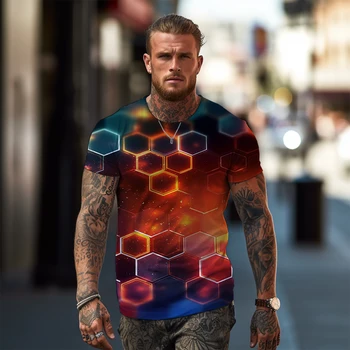 Уличная повседневная мужская футболка, модная летняя футболка, новая высококачественная модная футболка с 3D-принтом, уличная офисная футболка