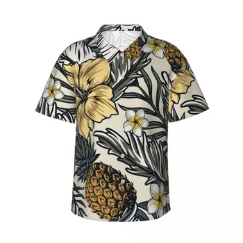 Гавайская рубашка с 3D принтом ананаса Мужская одежда Свободные дышащие мужские рубашки Летняя Мужская рубашка Мужская одежда с коротким рукавом