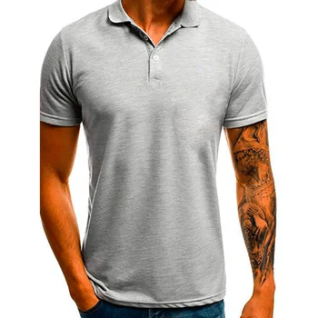 2023 летняя новая мужская простая рубашка поло с вырезом горловины, однотонная повседневная футболка с короткими рукавами и лацканами