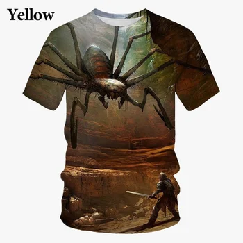 Летняя Мужская футболка с 3D-печатью Spider в стиле Масляной Живописи 2023 года, Гигантский Монстр-Паук, Крутая Футболка С Коротким Рукавом