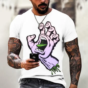Мужская футболка с 3D принтом гигантской руки, графическая индивидуальность, мужская одежда, веселые летние повседневные футболки оверсайз с круглым вырезом и короткими рукавами