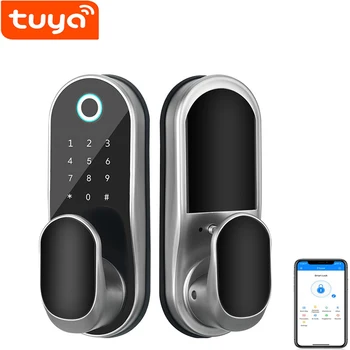 2022 Новое приложение Tuya Для смартфона с дистанционным управлением Замок отпечатков пальцев Биометрический Код пароля Дверной замок с одной защелкой для домашней безопасности