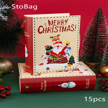 StoBag 15шт Рождественская Подарочная коробка с сахаром Креативная Волшебная книга для украшения упаковки Санта-Клауса, конфет, шоколада, детских праздничных принадлежностей