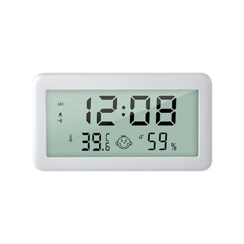 Будильник с цифровой подсветкой, светодиодные настольные часы, Электронный измеритель температуры и влажности, настольные часы, часы для отключения звука в спальне