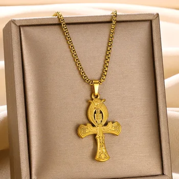 Ожерелья с крестом христианина Иисуса из нержавеющей стали для женщин, цепочка золотого цвета, религиозные мужские ожерелья, колье, рождественские подарки
