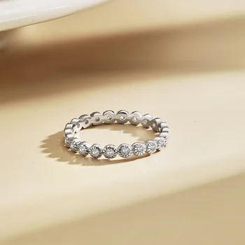 Серебро S925 с круглым циркониевым рядком, бриллиант с полным цирконием, Корейское модное кольцо для темперамента, роскошь и атмосфера, женские свадебные украшения