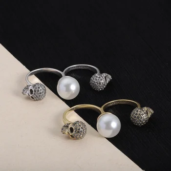 Новое модное кольцо с регулируемым отверстием с жемчугом, усовершенствованное европейское и американское винтажное кольцо