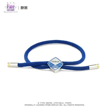 Женский браслет Fate Stay Night с изображением персонажа Saber Faith, синий веревочный браслет, милые аксессуары из аниме, модные украшения Cos