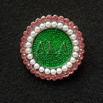 Брошь с логотипом Ассоциации девушек, розово-зеленая ювелирная брошь из горного хрусталя