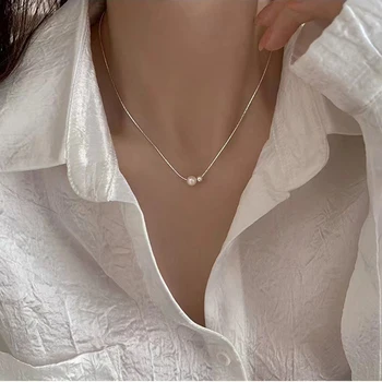 Ожерелье для женщин Роскошное Ожерелье с жемчужным узлом, Женская подвеска из натуральных рисовых бусин, Усовершенствованная цепочка для ключиц