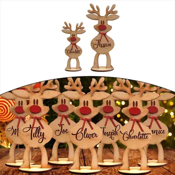 Рождественские украшения 1ШТ, отдельно стоящий олень, рождественское украшение, Олень, деревянный орнамент, новогодние украшения