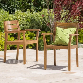 Уличные обеденные стулья Stella из дерева акации, комплект из 2 штук, отделка тиковым деревом) уличный стул мебель для патио