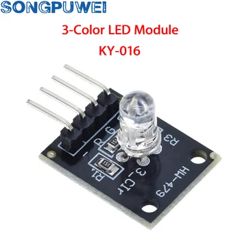 3-цветной светодиодный модуль KY-016 DIP для Arduino с подключаемым модулем трехцветной подсветки RGB