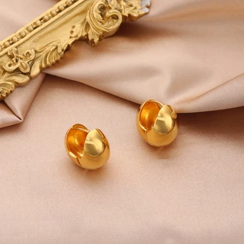 Высококачественные овальные серьги в европейском стиле из яичной скорлупы из металла 14 каратного золота, женские аксессуары для ушей