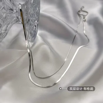 Двухслойное ожерелье легкая роскошь, чувство темперамента, цепочка из змеиной кости, простой дизайн ниши