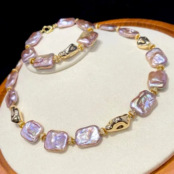 Ожерелье из натурального жемчуга в стиле барокко, дизайн женского меньшинства, летний квадратный браслет-цепочка на шею премиум-класса