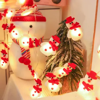 Гирлянда со светодиодными рождественскими гирляндами, плюшевый снеговик, гирлянда для рождественской елки, подвесное украшение для рождественской вечеринки, рождественский подарок