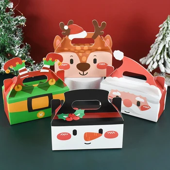 Переносная коробка с Рождеством, Милый Санта-Клаус, Снеговик, Лось, коробка для упаковки конфет и печенья, декор для Рождественской вечеринки, Подарочная коробка для детей