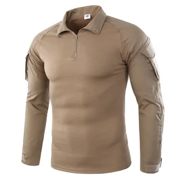 Армейские боевые мужские тактические рубашки с длинным рукавом из цельного хлопка, футболки для страйкбола в стиле милитари, для охоты на военных