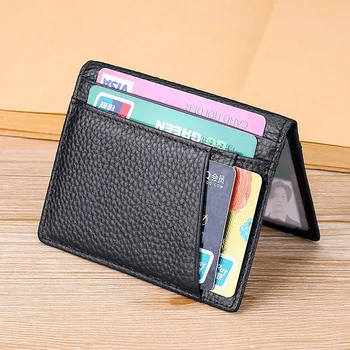 Новейший ультратонкий мягкий кошелек из 100% натуральной кожи, мини-кошелек для кредитных карт, тонкий маленький мужской кошелек для карт