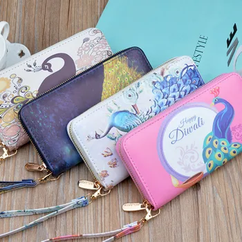 Модный кошелек с принтом Павлина, сумка для телефона, многофункциональная портативная сумка для хранения денежных карт