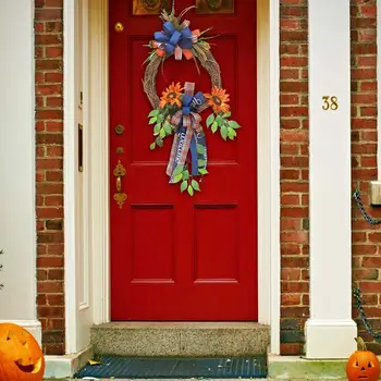 Осенний венок для декора входной двери, венок для праздника урожая, Венок из искусственных цветов для свадебного торжества, окно в коридоре