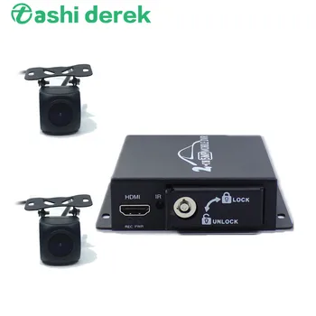 Автомобильный видеорегистратор для мобильных устройств Поддерживает камеры AHD CVBS, Двойной слот для SD-карт, автоматическое обнаружение движения, мини-2-канальный видеорегистратор с видеовыходом HDMI