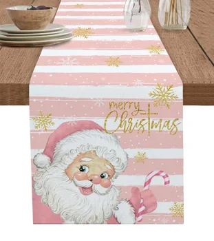 Рождественский Розовый Старик Со снежинками, Настольная дорожка для конфет, Домашний Свадебный стол, флаг, коврик, Центральные элементы стола, украшение для вечеринки, Скатерть