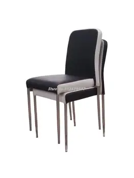Складываемый обеденный стул, современный минималистичный бытовой стул, черно-белый Кожаный стул из нержавеющей стали, стул для ресторана отеля